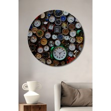 Teona Ahşap Her Tarzın Zamanı Yağlı Boya Görünümlü Ahşap Dekoratif Tablo Yuvarlak Tablo