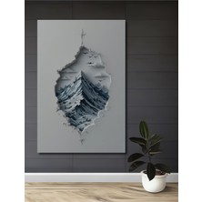 Teona Ahşap Kar Tanesi Dağ Manzarası Yağlı Boya Görünümlü Ahşap Dekoratif Tablo Dikdörtgen Tablo