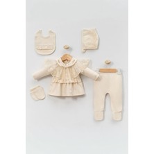 Miniğimin Cicileri Dantel Yaka Detaylı Kız Bebek Pamuklu 5 li set - Krem