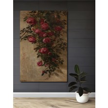 Teona Ahşap Romantik Yağlı Boya Görünümlü Güller Ahşap Dekoratif Tablo Dikdörtgen Tablo