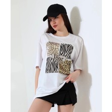 Zengezur Mall Xmpdby Karma Desenli Oversize Tişört Beyaz (Beden: M)