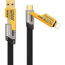 In 1 Çoklu USB Şarj Kablosu: 1m, Type C To Lightning Örgü Şarj Kablosu USB A/usb C 65W Tip C/27W Pd Her Cihaz ile Uyumlu Metal Başlıklı