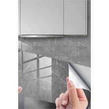 Gampus Gri Mermer Desenli Plastik Duvar Sticker Duvar Kağıdı Şık Zarif 60X30 Duvar Kağıdı 1 Adet