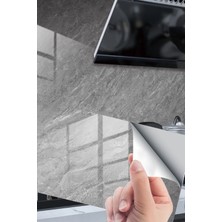 Gampus Gri Mermer Desenli Plastik Duvar Sticker Duvar Kağıdı Şık Zarif 60X30 Duvar Kağıdı 3 Adet