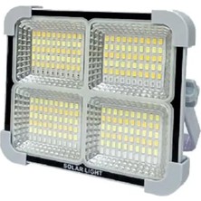 Güneş Enerjili Solar 200W LED Projektör Taşınabilir Sarı Beyaz ve Çakar Işık Lamba