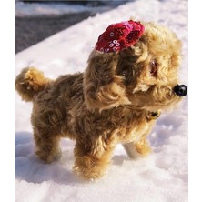 Karamel Renkli Havlayan Yürüyen Pufuduk Pilli Köpek Oyuncak - Peluş Oyuncak