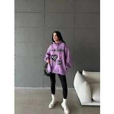 Zengezur Mall Xmpdby 3 Iplik Şardonlu Oversize True Baskılı Sweat Mor (Beden: M)