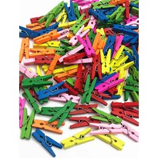 Gampus 150 Li Mini Renk Fotoğraf Mandalı Renkli Dekor Mandal Ahşap Mandal Seti 150 Pcs Özel Gün Süsleme