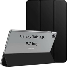 Galaxy Tab A9 8.7inç X110 X113 X115 X117 ile Uyumlu Kılıf Pu Deri Smart Standlı Case Siyah