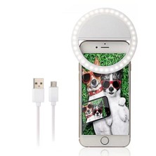 Gampus Şarjlı LED Selfie Işığı LED Ring Light Halka Telefon Işığı 36 LED 3 Kademeli
