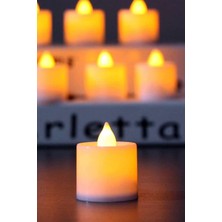 Gampus 10 Adet Sarı Işık Ledli El Gülü Pilli LED Mum Tükenmeyen Pilli Şirin Mumlar