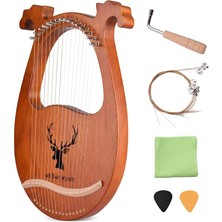 16 Telli Lir Arp Masif Ahşap Telli Çalgı Elk Desenli Ayarlama Çekici Telleri Tem Bezi Penaları Yeni Başlayanlar Için