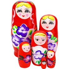 Gampus 6lı Ahşap Matruşka Iç Içe Geçen Matruşka Bebek Seti Tombul Matruşka Set 6lı Set