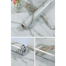 Gampus Mermer Desenli Yapışkanlı Mutfak Tezgah Üstü Folyo Beyaz Folyo 1 Metre 1420