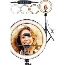 Gampus Youtuber LED Işıklı Tripod Selfie Makyaj Işığı Ring Light 14 Inç Halka Ring Light 14 Inç