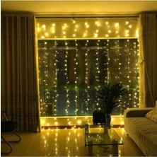 Gampus Ev Oda Duvar Dekorasyon 8 Fonksiyonlu 200 LED Işıklı 10 Saçak Şerit LED 2x2 Perde (Gün Işığı)