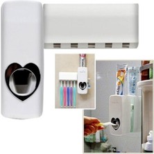 Gampus Banyo Duvarına Yapıştırılabilir Otomatik Sensörlü Diş Macunu Sıkacağı ve 5'li Diş Fırçalığı