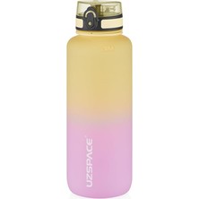 1500ML Çift Renkli Sızdırmaz Bpa Içermez Kilitlenebilir Kapaklı Motivasyonel Tritan Su Matarası (Sarı-Lila)