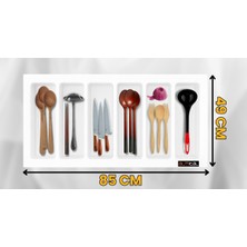 ALMITAL  85X49 Cm. 6 Bölmeli Beyaz Çekmece Içi Düzenleyici Kepçelik (80*40 Cm'e Kadar Ücretsiz Kesilir )