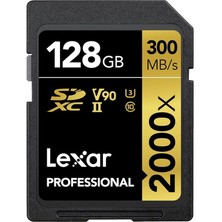 Professional 2000X Sd Kart 128 Gb, Sdxc Uhs-Iı Hafıza Kartı, 300 Mb/sn'ye Kadar Okuma, 260 Mb/sn Yazma, Sınıf 10, U3, V90 Sdxc Kart Dslr Için, Full-Hd Sinema Kalitesinde 8k Video Kameralar