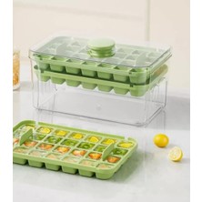 56'lı 2 Katlı Mika Buz Kalıbı Hazneli ve Basmalı Buzluk - Silikon Buz Kalıbı Seti - Kolay Buz Çıkarma - Geniş Buzluk Kutusu - Buz Saklama Kabı - Sağlıklı ve Pratik