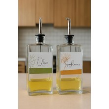 2’li 500 ml Cam Yağlık & Sirkelik Şişe Seti – Gümüş Kapaklı, Şeffaf Cam, Sızdırmaz, Modern Tasarım – Zeytinyağı, Sirke, Nar Ekşisi ve Soslar Için Uygun Mutfak Şişesi