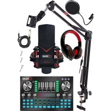 Gmx-1 Diamond Set Condenser Mikrofon Ses Kartı Kulaklık Canlı Yayın Paketi (Telefon ve Pc)