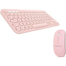Yıldırım Store Microcase AL4812 2in1 Yuvarlak Tuşlu Bluetooth Kablosuz Klavye ve Mouse Pembe Ultra Slim Tasarım