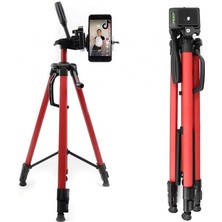 3366 Alüminyum Cep Telefonu Için Su Terazili Tripod 140 cm Pro (Kırmızı)