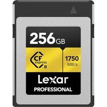 256GB Profesyonel Cfexpress Tip B Hafıza Kartı Gold Serisi, 1750MB/S'YE Kadar Okuma, Ham 8k Video Kaydı, Pcıe 3.0 ve Nvme'yi Destekler (LCXEXPR256G-RNENG)