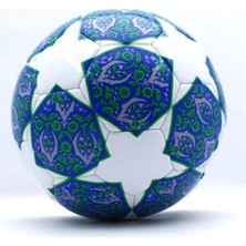 Champions Leagu Tasarımı Dikişli Futbol Topu, 5 Numara 480 Gram Top Iğnesi Hediye Mavi