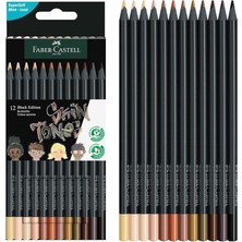 Black Edition Boya Kalemi 12’li Skin Tones, Siyah Lata, Siyah Kağıda Uyumlu, Ergonomik Üçgen Gövde, Ten Renkleri