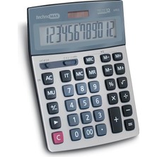 Yıldırım Store technoMAS 136000690200 Hesap Makinesi Çift Hafızalı 12 Haneli Güneş Enerjili Ekran Tipi