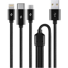 Alumicable Trio Şarj Kablosu 1mt. Type-C, Lightning, Micro USB