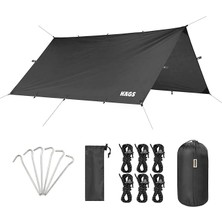 Tarp Gölgelik Tente, Taşınabilir Örtü Branda Çok Işlevli Outdoor Açık Hava Kamp Seyahat Tente Branda Güneşlik Karavan Tente Yan Çadır Gölgelik - 300X400 cm - Siyah