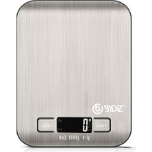 BY-005 Dijital Mutfak Terazisi - Paslanmaz Çelik Yüzeyli Hassas Mutfak Tartısı - Dara Işlevi, LED Ekran, 5 Birim Dönüştürme ve Otomatik Kapanma Özellikli - 10 kg Tartı Kapasitesi