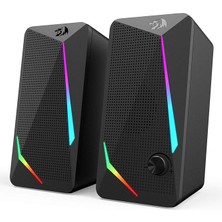 GS510 Waltz Rgb Masaüstü Hoparlörler, LED Arka Aydınlatmalı 2.0 Kanallı Pc Stereo Hoparlörler, Gelişmiş Bas ve Kolayca Erişilebilen Ses Kontrolü, USB ve 3,5 mm Kablo ile