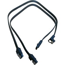 2'li Sata Iıı Kablo 40CM, 6 Gbits, 90° Açılı, 1 Düz ve 1 90 Derece Açılı, Orjinal