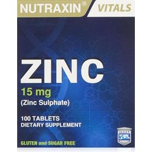 Vitals Zinc 15 Mg 100 Tablet Takviye Edici Gıda
