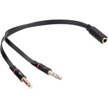 HY-X78 Siyah 3.5mm To Audio + Mic 0.15M Kulaklık Çevirici