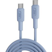 60W USB Type-C To Type-C Silikon Hızlı Şarj ve Data Kablosu Mavi 1 Metre