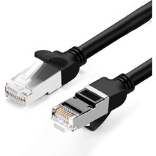 Cat6 Saf Bakır Metal Konnektör Ethernet Kablosu Siyah 2 Metre