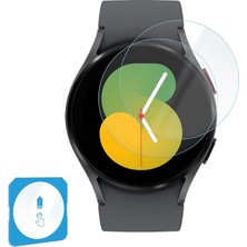 Samsung Galaxy Watch 5 40MM Için 2'li Paket (2 Adet) Kolay Kurulum Otomatik Hizalama Aparatlı Şeffaf 9h Sertliğinde Gerçek Temperli Cam Ekran Koruyucu