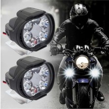 2 Adet Motosiklet Scooter LED Sis Farı Çakar ve Sabit Mod 6 Ledli