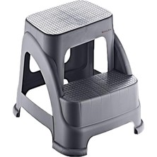 Iki Basamaklı Kaymaz Büyük Boy Tabure - 120 kg Taşıma Kapasiteli - Basamaklı Tabure - Sert Plastik