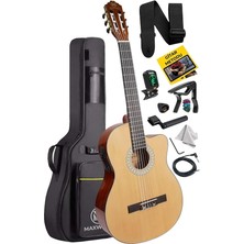 X47 Profesyonel Masif Ağaç Ekolayzerli Elektro Klasik Gitar Seti 4/4 Üst Segment