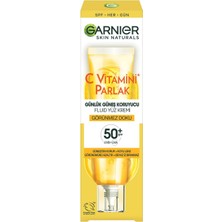 C Vitamini Parlak Günlük Güneş Koruyucu Fluid Yüz Kremi Görünmez Doku SPF50, 40 ml