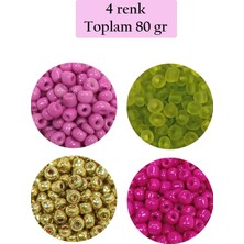 Venüs Shopping Dökme Cam Kum Boncuk Büyük Boy (6/0) 4 mm - 4 Renk - Toplam 80 Gram - BNC412