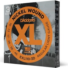 (3 Set) Elektro Gitar Tel Seti, Xl, 10-46, Nickel