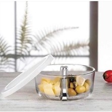 Heyf Paşabahçe 2 Bölmeli Beyaz Kapaklı-530683 Polar Saklama Kabı Cam 15x15 cm Derinlik 10 cm